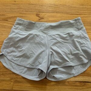 Lululemon Grey Speed up shorts, size 8, 4 inch inseam